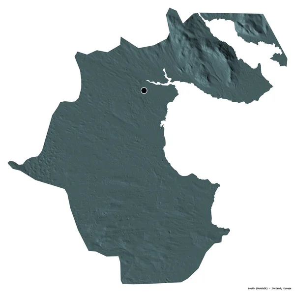 Shape Louth Condado Irlanda Con Capital Aislada Sobre Fondo Blanco — Foto de Stock