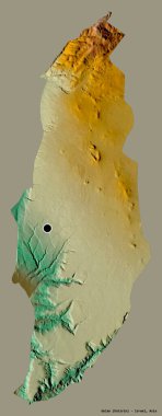 İsrail 'in Golan ilçesi, başkenti katı renk arkaplanı ile izole edilmiş. Topografik yardım haritası. 3B görüntüleme