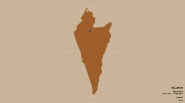 HaDarom bölgesi, İsrail bölgesi, jeoreferatlı bir sınır kutusunda sağlam bir arka planda izole edilmiş. Etiketler. Desenli dokuların bileşimi. 3B görüntüleme