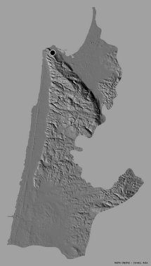 İsrail 'in Hayfa ilçesi, başkenti koyu renk arka planda izole edilmiş. Çift seviyeli yükseklik haritası. 3B görüntüleme