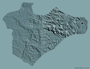 Kudüs 'ün şekli, İsrail bölgesi, başkenti katı renk arkaplanı ile izole edilmiş. Renkli yükseklik haritası. 3B görüntüleme