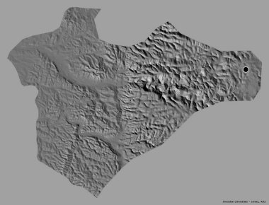 Kudüs 'ün şekli, İsrail bölgesi, başkenti katı renk arkaplanı ile izole edilmiş. Çift seviyeli yükseklik haritası. 3B görüntüleme