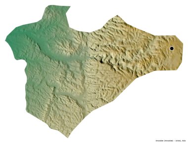 İsrail 'in Kudüs semti, başkenti beyaz arka planda izole edilmiş. Topografik yardım haritası. 3B görüntüleme