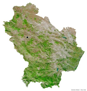 İtalya 'nın Basilicata bölgesi, başkenti beyaz arka planda izole edilmiş. Uydu görüntüleri. 3B görüntüleme