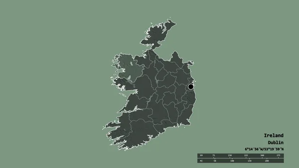 Обесцвеченная Форма Ирландии Столицей Главным Региональным Разделением Отделенной Территорией Майо — стоковое фото