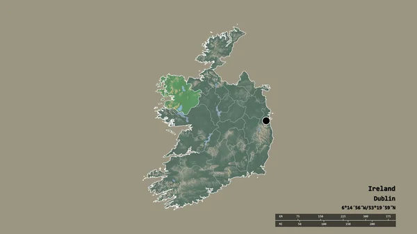 Die Ungesättigte Form Irlands Mit Seiner Hauptstadt Der Wichtigsten Regionalen — Stockfoto
