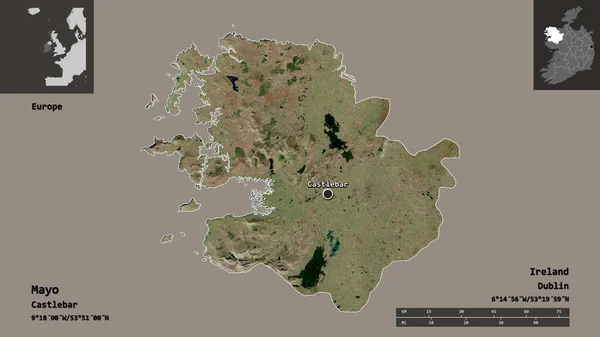 Shape Mayo County Ireland Its Capital Distance Scale Previews Labels — Stock Photo, Image