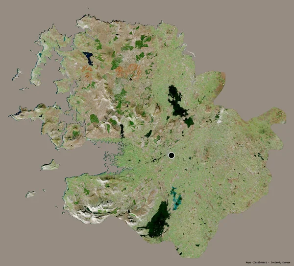 Forma Mayo Condado Irlanda Com Sua Capital Isolada Fundo Cor — Fotografia de Stock