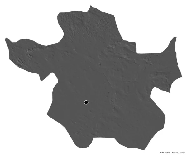 Meath形状 爱尔兰县 其首府被白色背景隔离 Bilevel高程图 3D渲染 — 图库照片