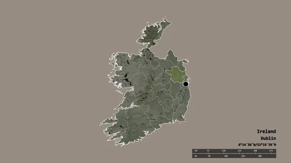 Обесцвеченная Форма Ирландии Столицей Главным Региональным Разделением Разделенной Территорией Мит — стоковое фото