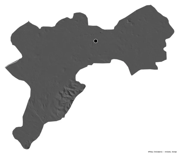 Bentuknya Offaly County Irlandia Dengan Ibukotanya Terisolasi Dengan Latar Belakang — Stok Foto