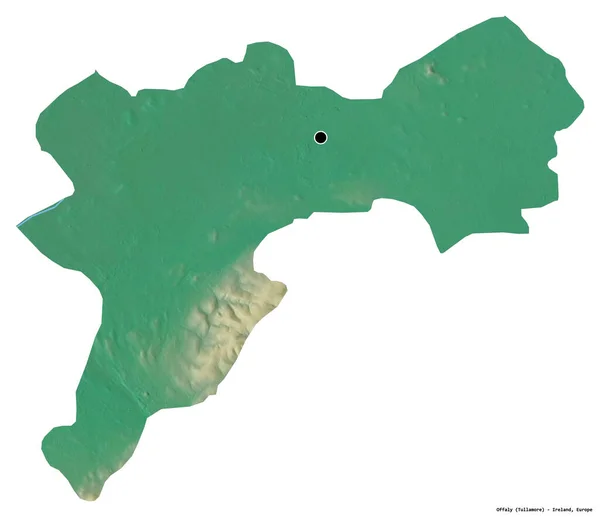 アイルランドの郡であるオファリーの形で 首都は白い背景に孤立している 地形図 3Dレンダリング — ストック写真