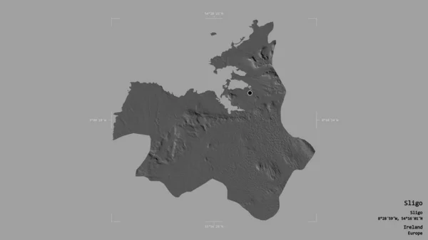 Obszar Sligo Hrabstwo Irlandii Odizolowany Solidnym Tle Georeferencyjnym Polu Granicznym — Zdjęcie stockowe