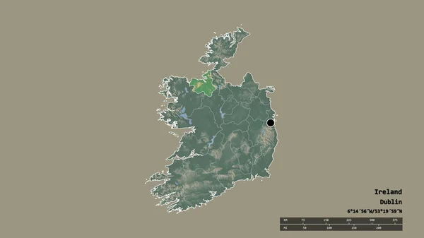 Forma Dessaturada Irlanda Com Sua Capital Principal Divisão Regional Área — Fotografia de Stock