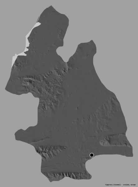 Kształt Tipperary Hrabstwo Irlandii Stolicą Odizolowaną Solidnym Tle Koloru Dwupoziomowa — Zdjęcie stockowe