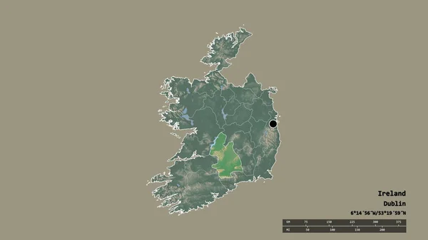 Die Ungesättigte Form Irlands Mit Seiner Hauptstadt Der Wichtigsten Regionalen — Stockfoto