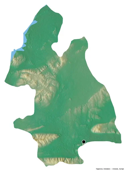 Tvar Tipperary Hrabství Irsko Hlavním Městem Izolovaným Bílém Pozadí Topografická — Stock fotografie