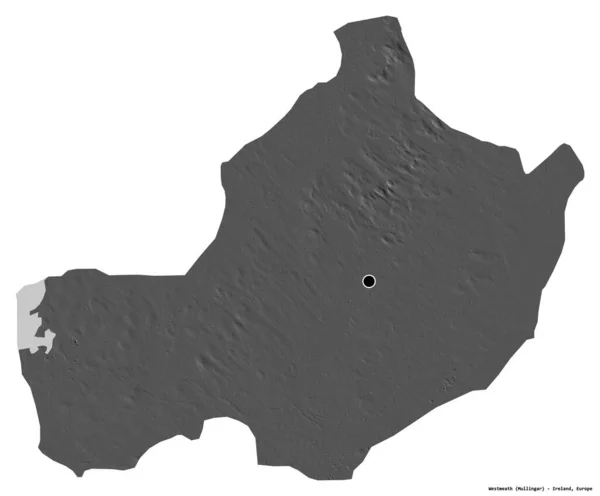 Forma Westmeath Condado Irlanda Con Capital Aislada Sobre Fondo Blanco — Foto de Stock