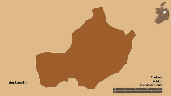 Forma Westmeath Contea Irlanda Con Sua Capitale Isolata Uno Sfondo — Foto Stock