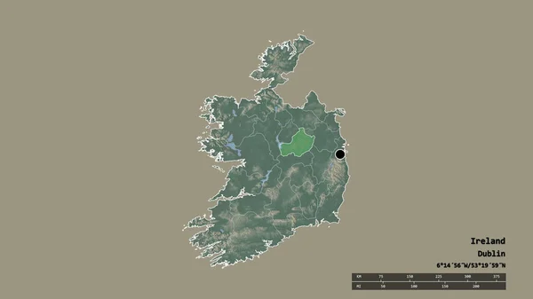 Обесцвеченная Форма Ирландии Столицей Главным Региональным Разделением Отделенной Зоной Уэстмит — стоковое фото