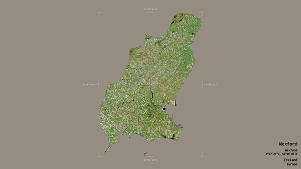 爱尔兰Wexford县的一个地区 在一个地理参考方块中被隔离在坚实的背景下 卫星图像 3D渲染 — 图库照片