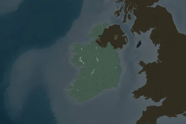 Tvar Irska Oddělený Odvodňováním Sousedních Oblastí Barevná Mapa Vykreslování — Stock fotografie
