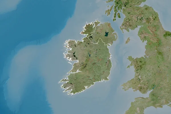 国の概要 国際および地域の国境とアイルランドの拡張領域 衛星画像 3Dレンダリング — ストック写真
