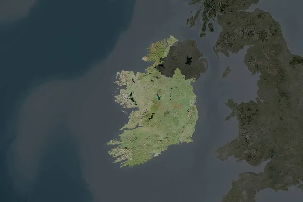 Tvar Irska Oddělený Odvodňováním Sousedních Oblastí Satelitní Snímky Vykreslování — Stock fotografie