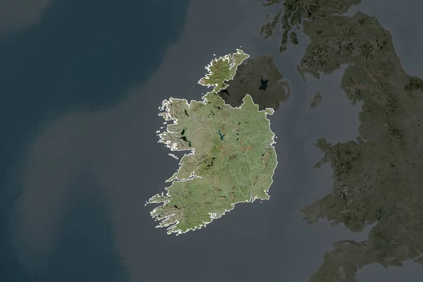 Tvar Irska Oddělený Odvodňováním Sousedních Oblastí Hranice Satelitní Snímky Vykreslování — Stock fotografie
