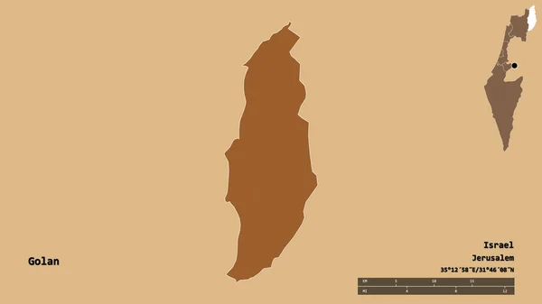 Form Golan Distriktet Israel Med Dess Huvudstad Isolerad Solid Bakgrund — Stockfoto