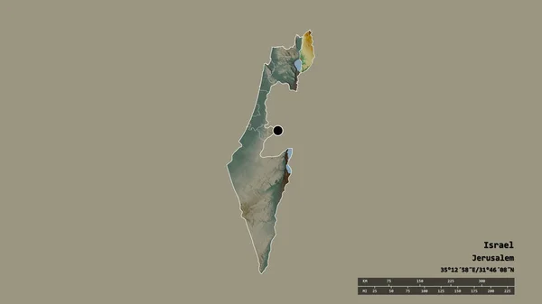 Forma Dessaturada Israel Com Sua Capital Principal Divisão Regional Área — Fotografia de Stock