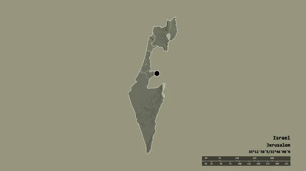 主要な地域部門と分離ハイファ地域とイスラエルの荒廃した形 ラベル 色の標高マップ 3Dレンダリング — ストック写真