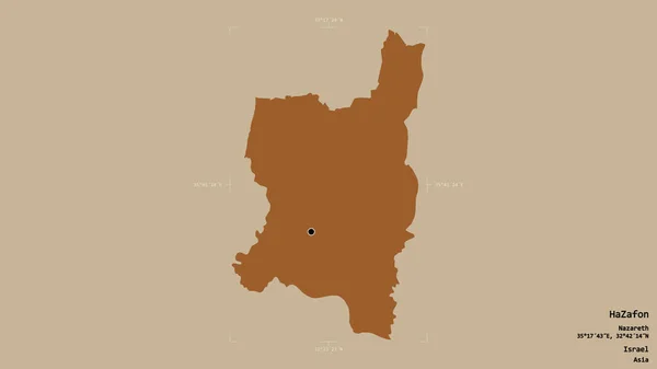 Район Хазафон Округ Израиля Изолирован Прочном Фоне Геометрической Коробке Метки — стоковое фото