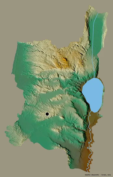 イスラエルの地区であるハザフォンの形は その首都がしっかりとした色の背景に隔離されています 地形図 3Dレンダリング — ストック写真