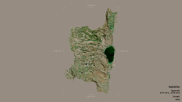 以色列Hazafon区的一个地区 在一个地理参照框的坚实背景下被隔离 卫星图像 3D渲染 — 图库照片