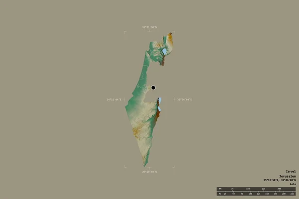 Area Israele Isolata Uno Sfondo Solido Una Scatola Delimitazione Georeferenziata — Foto Stock