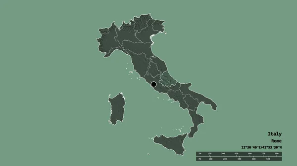 Ослабленный Облик Италии Столицей Основным Региональным Делением Отделенной Областью Абруццо — стоковое фото