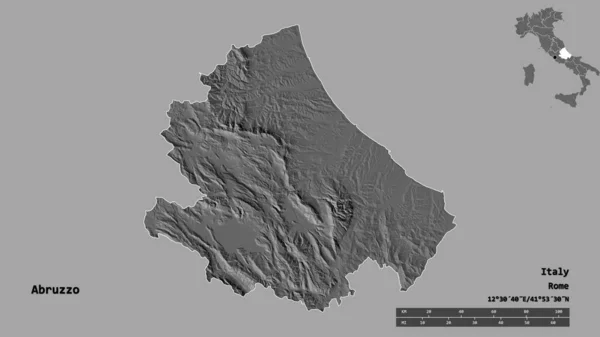 Form Abruzzo Regionen Italien Med Dess Huvudstad Isolerad Solid Bakgrund — Stockfoto