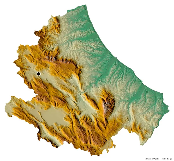 Tvar Abruzzo Region Itálie Hlavním Městem Izolovaným Bílém Pozadí Topografická — Stock fotografie