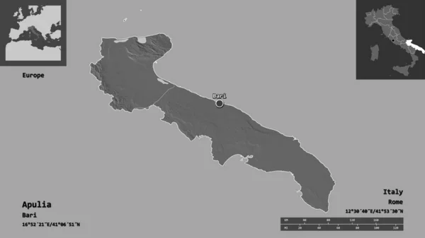 Forme Des Pouilles Région Italie Capitale Échelle Distance Aperçus Étiquettes — Photo