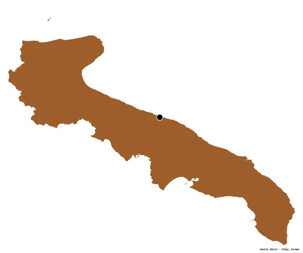 イタリアの地域であるプーリア州の形は その首都は白い背景に孤立しています パターン化されたテクスチャの構成 3Dレンダリング — ストック写真