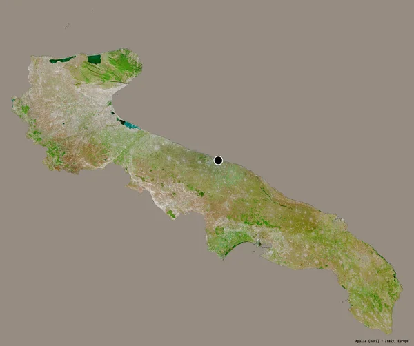 Form Apulien Regionen Italien Med Sin Huvudstad Isolerad Solid Färg — Stockfoto