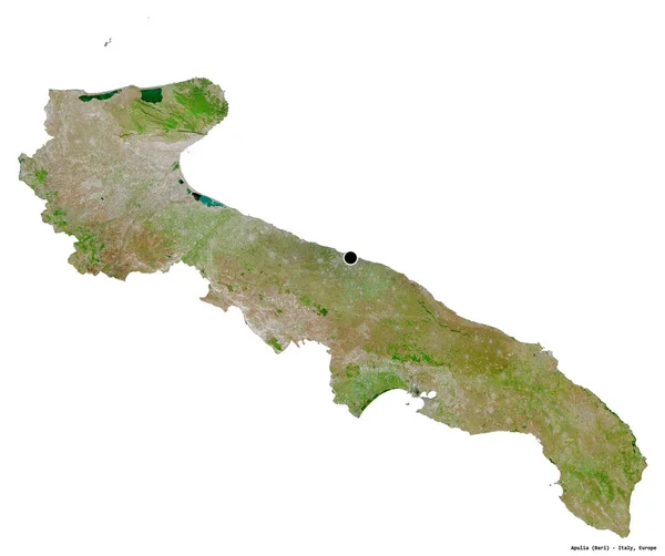 Tvar Apulie Italského Regionu Hlavním Městem Izolovaným Bílém Pozadí Satelitní — Stock fotografie