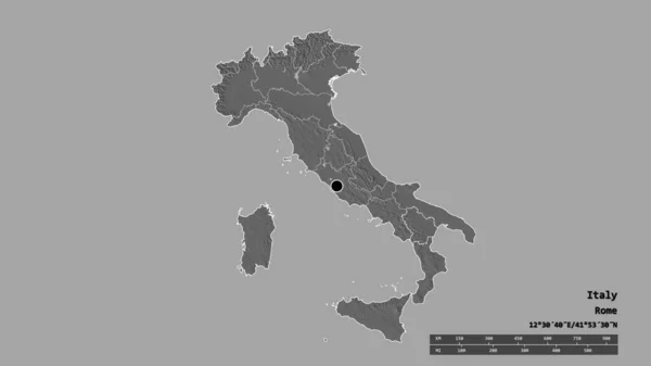 Обесцвеченная Форма Италии Столицей Главным Региональным Разделением Отделенной Территорией Базиликаты — стоковое фото