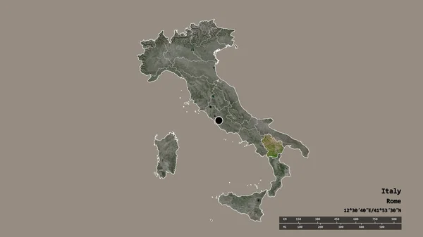 Forme Désaturée Italie Avec Capitale Principale Division Régionale Zone Basilicate — Photo