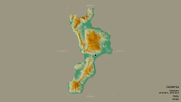 Oblast Kalábrie Oblast Itálie Izolovaná Pevném Pozadí Georeferenčním Hraničním Poli — Stock fotografie