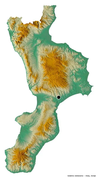 Forma Calabria Región Italia Con Capital Aislada Sobre Fondo Blanco — Foto de Stock