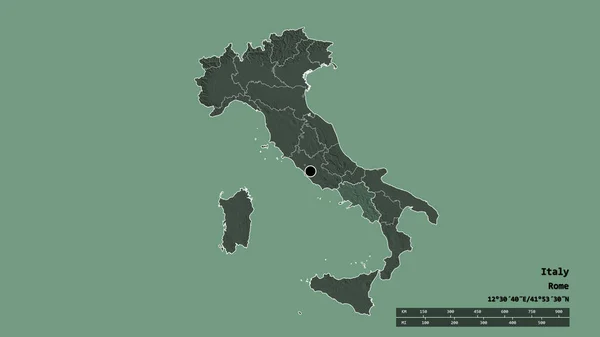 Ослабленный Облик Италии Столицей Основным Региональным Делением Отделенной Областью Кампания — стоковое фото