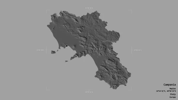 Zona Campania Región Italia Aislada Sobre Fondo Sólido Una Caja — Foto de Stock