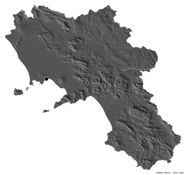 Forma Campania Región Italia Con Capital Aislada Sobre Fondo Blanco — Foto de Stock